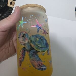 Colorful Sea Turtle Glass Tumbler